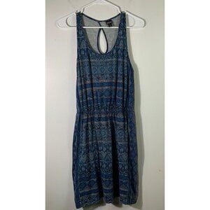 Womens Patagonia West Ashley Aztec Dress‎ Keyhole Back Blue White M